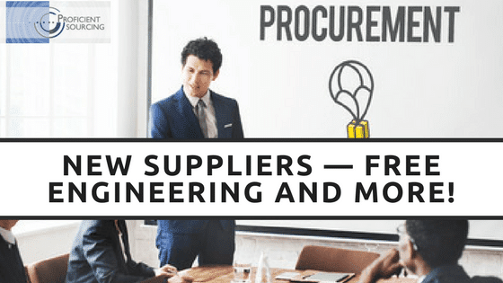New Suppliers — Free Engineering and More!